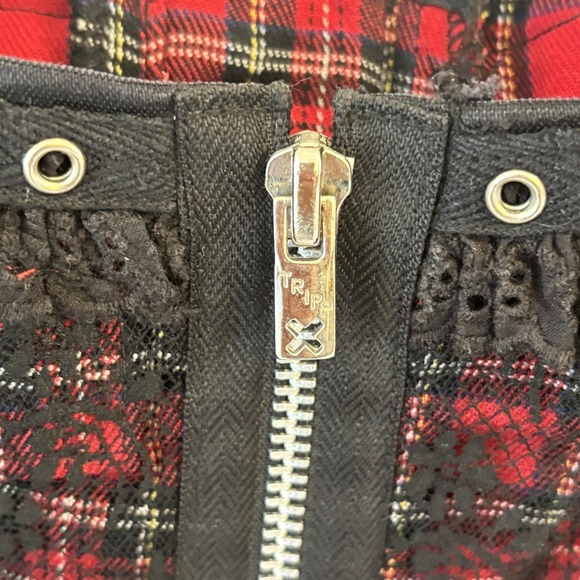 Tripp NYC Plaid Lace Corset Top Size 1X Punk Goth Emo Y2K Grommet - Picture 5 of 16